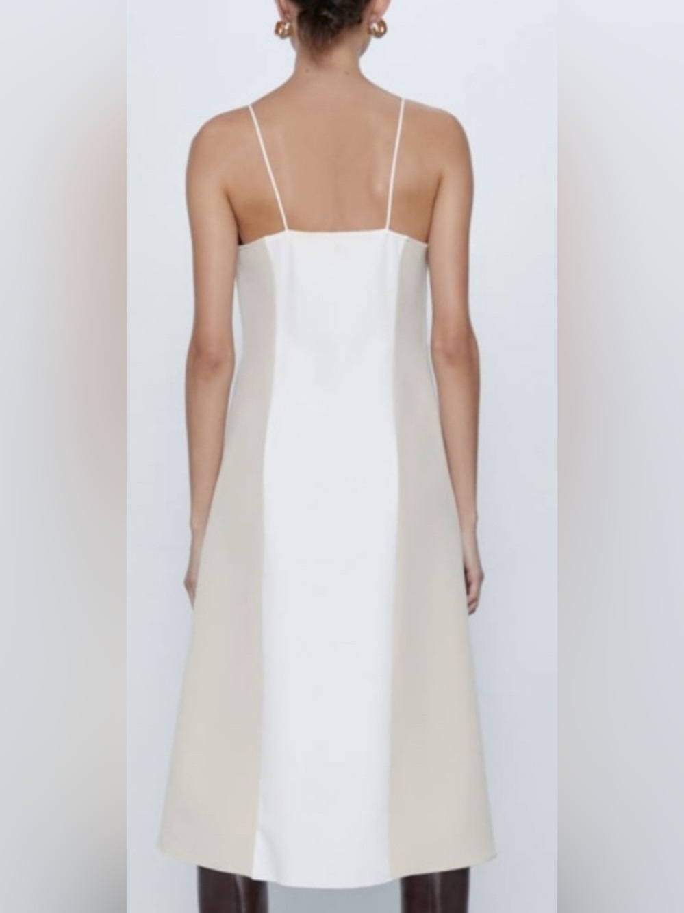 Zara Combined Midi Dress- Cream/Ecru Slip w/ Contrast Snake Print Bodice: M - Picture 5 of 10